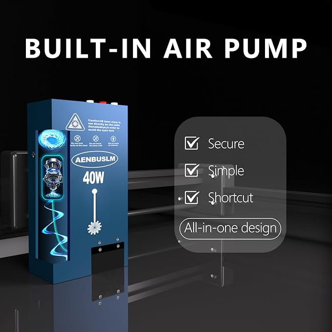 AENBUSLM T1 Laser Engraving Machine,40W Module, 5.5W(5500mW) Output, Built-in Air Assist,Engrave/Cut Wood, Metal, Glass, Leather & More for DIY & Small Business - Class 4