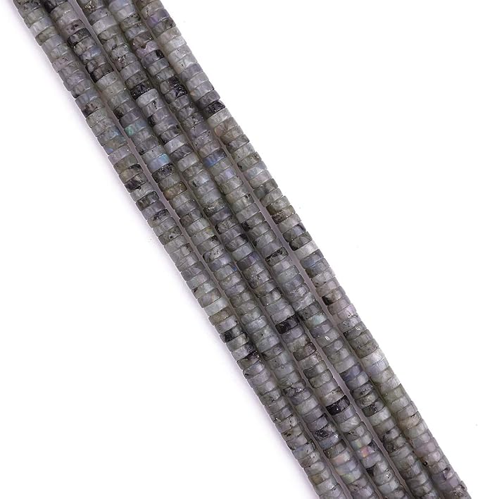 Natural Spectrolite Spacer Beads Caps Loose Semi Gemstone for Beading Jewelry Making 6mmx3mm 38cm