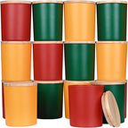 SHOWIN 10 OZ Thick Candle Jars for Making Candles 15 Pcs, Empty Jars with Wood Lids for Candle Making, Sample Container, Christmas