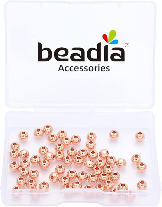 Rose Gold Plated Round Spacer Beads 5mm 60pcs for Jewelry Making Findings Non Tarnish