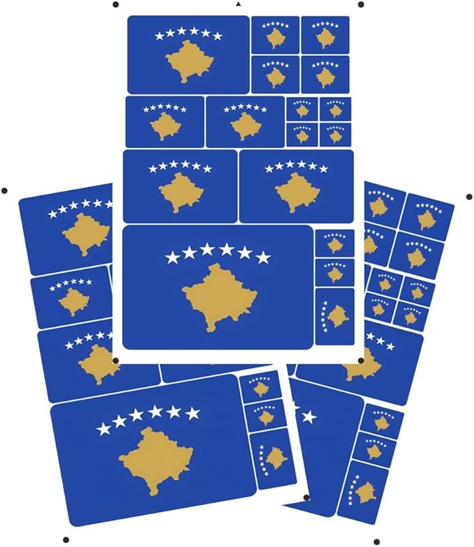 World Seven Continents Most Country Kosovo Flag Stickers Different Sizes Sticker (Blue Kosovo)
