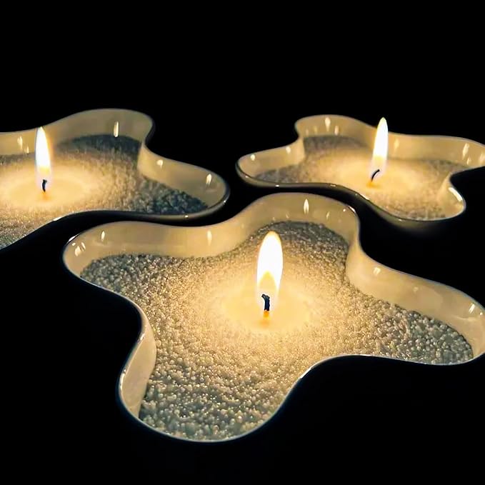 Niceme Snow Pearled Candles - 12Oz Customized Powdered Candle Sand Pourable Refillable White Pearled Candle Wax Long Lasting All Natural for Halloween Thanksgiving Christmas Wedding Party (No Wick)