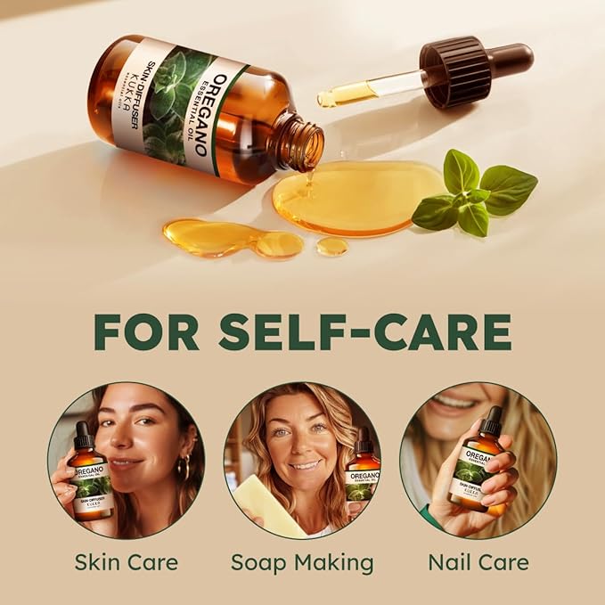 KUKKA Oregano Essential Oils - 4 Fl Oz - for Hair, Skin, Diffuser, Aromatherapy & DIY Soap Making Scent