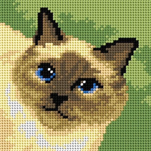 Wizardi Needlepoint Canvas for halfstitch Without Yarn Siamese Cat 2712D Orchidea