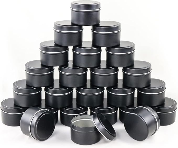 EricX Light Candle Tin 24 Piece, 4 oz, for Candle Making, Black