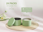 Aroparc Candle Tins 8oz with Lids, 24 Pack Seamless Bulk Candle Containers for Candle Making Supplies Empty Candle Jars - Mint