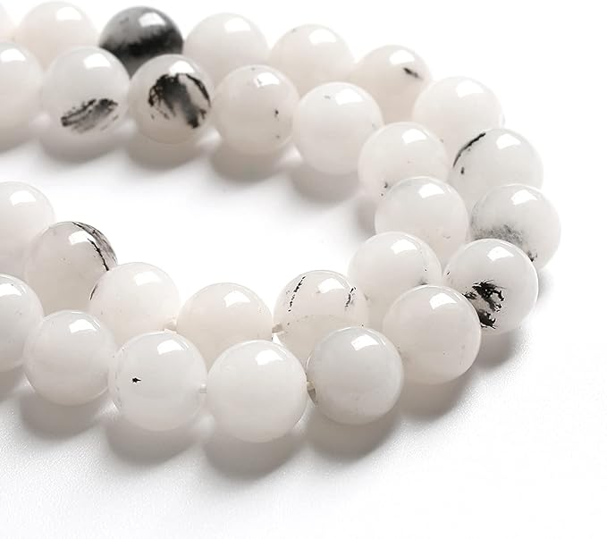 10MM 38PCS Natural Stone Ink Spots Jade Loose Beads for Jewelry Making DIY Bracelet Necklace