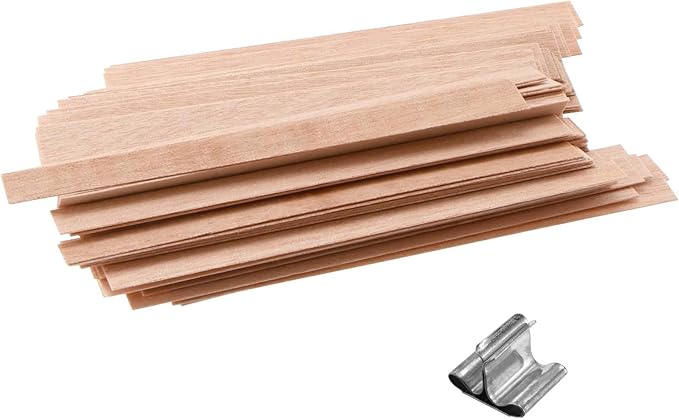 400 Pcs 0.5 × 5.1 Inches Wooden Candle Wicks, Crackling Wood Wicks with Iron Stand, Wood Wicks for Candles Making, DIY (200 Sets)