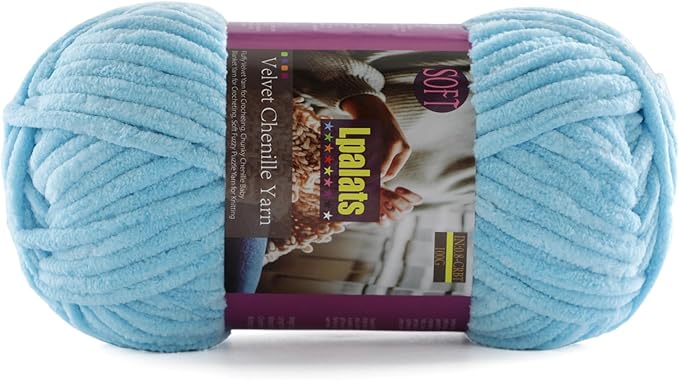 Chunky Chenille Yarn for Crocheting - 100g/3.5oz Baby Blanket Yarn for Crocheting Soft - 87 Yards Fluffy Thick Plush Yarns for Knitting Blankets Amigurumi (1, Sky Blue)