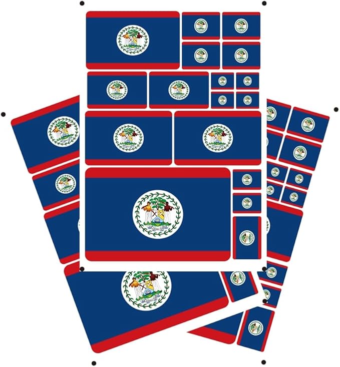 World Seven Continents Most Country Belize Flag Stickers Different Sizes Sticker (Blue Belize)