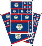 World Seven Continents Most Country Belize Flag Stickers Different Sizes Sticker (Blue Belize)