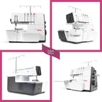 Bernette B64 Airlock Serger Overlocker with Air Threading | 1300SPM, 16 Stitches, Free Arm, LED Light, Free Hand System | 6 Overlock Foot Kit Extension Table