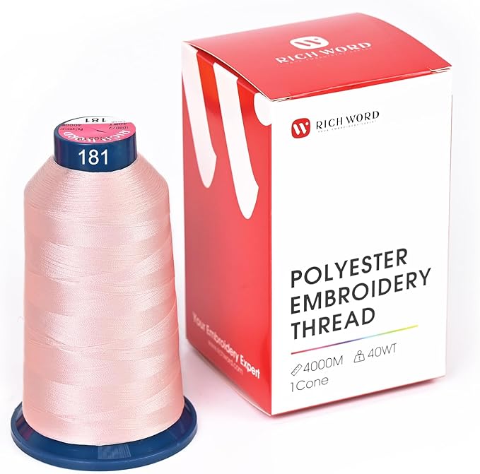 Richword Selected Pink Embroidery Thread 4000M(4374Y) 40WT Polyester Thread 100 Colors Selected for Commercial Multi Needles and Single Needle Embroidery Machine 0181