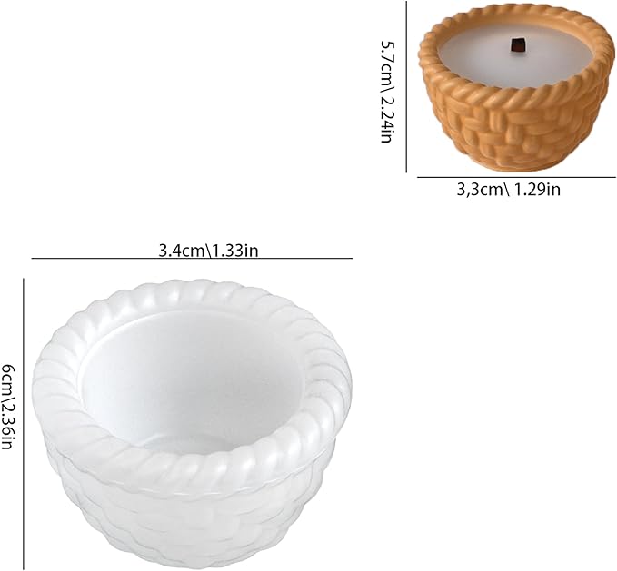2 Pack Basket Cylinder Candle & Resin Mold - Resin Casting Silicone Molds for Home Decor & Candle Making Wave Spiral Mold