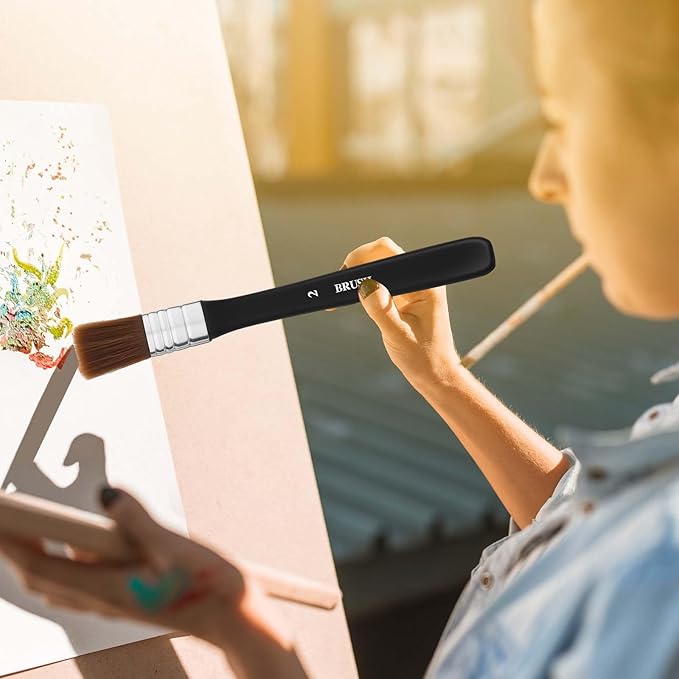 5 Pcs Wide Flat Paint Brushes, Art Brushes for Acrylic Painting Soft Painting Brushes Assorted Sized Craft Brushes Nylon Chip Brushes Artist Varnish Brush Art Paintbrush Sets for Oil Canvas Gesso