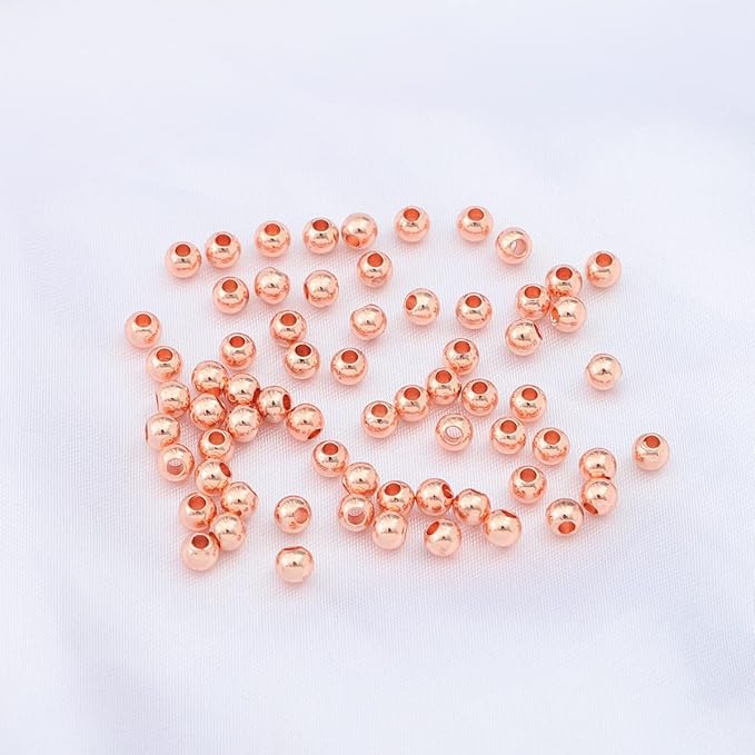 Rose Gold Plated Round Spacer Beads 4mm 100pcs for Jewelry Making Findings Non Tarnish