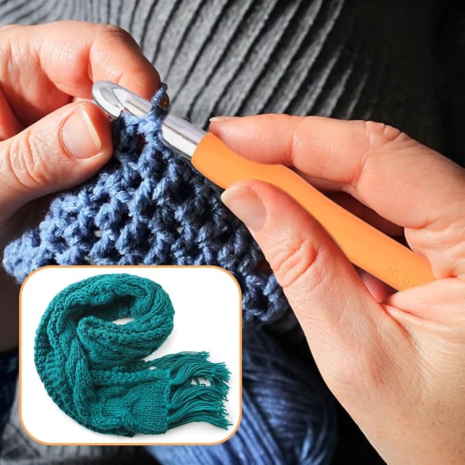 10 mm Crochet Hook, Ergonomic Handle for Arthritic Hands, Extra Long  Knitting Needles for Beginners and Crocheting Yarn (10 mm)