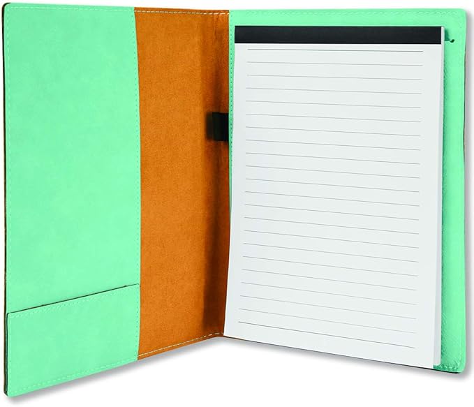 Small 7" X 9" Portfolio Notepad, Lineman, Personalized Engraving Included (Teal)