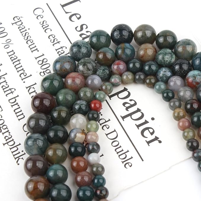 45pcs 8mm Natural Stone Beads Indian Agate Beads Energy Crystal Healing Power Gemstone for Jewelry Making, DIY Bracelet Necklace