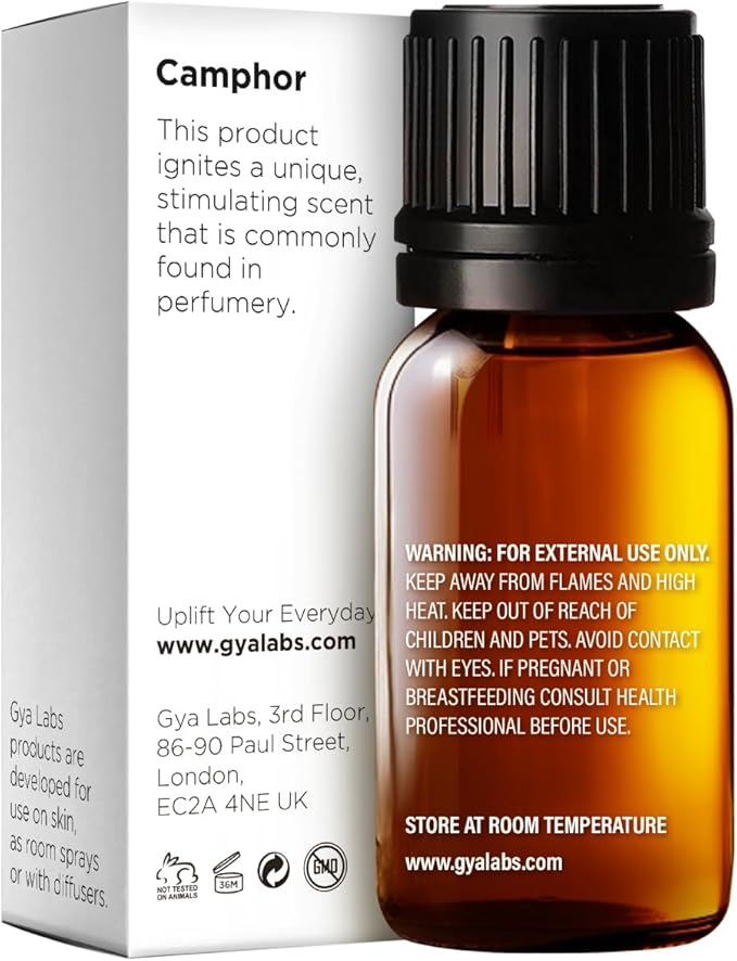 Gya Labs Camphor Essential Oil - 0.34 Fl Oz - for Hair, Skin, Diffuser, Aromatherapy & DIY Candle Making Scent