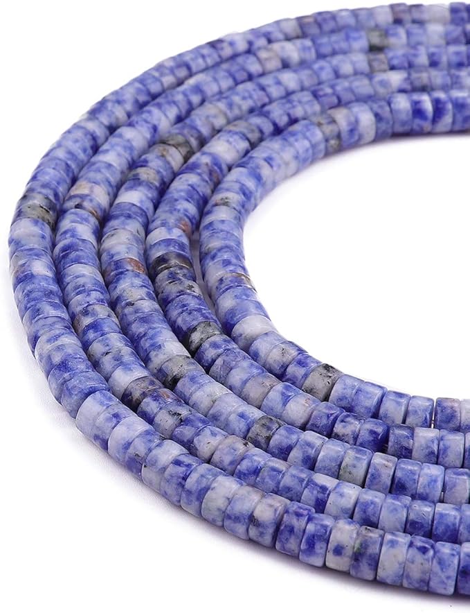 Natural Blue Sodalite Spacer Beads Caps Loose Semi Gemstone for Beading Jewelry Making 6mmx3mm 38cm