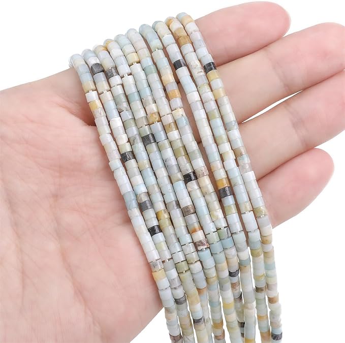 Natural Amazonite Spacer Beads Caps Flat Round Loose Beads for Beading Jewelry Making 3mmx2mm 38cm