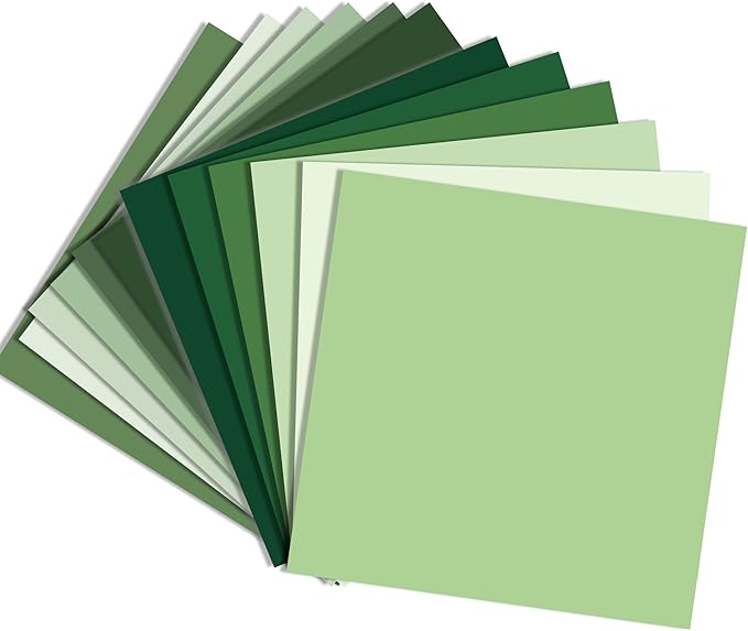 24 Sheets Sage Green Pattern Paper 12" x 12" Assorted Sage Green Scrapbook Paper Pad Double-Sided Gradient Colors Solid Core Patterned Decorative Craft Papers for Prints DIY Arts Crafts Making School