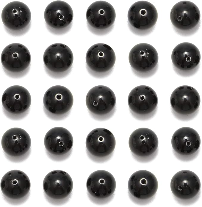 NCB 100pcs Original Natural Stone Beads Gemstone Round Loose Beads 6mm 8mm 10mm (Black Obsidian, 8mm 100Beads)