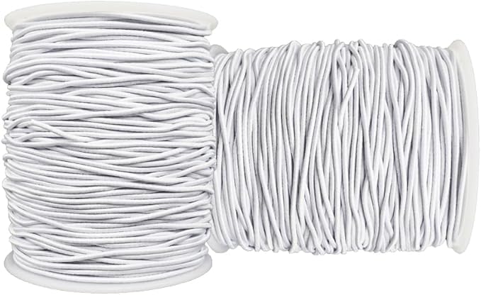 Stretchy String for Bracelets, 2 Rolls 1 mm Sturdy Elastic String Elastic Cord for Jewelry Making, Necklaces, Beading (White)
