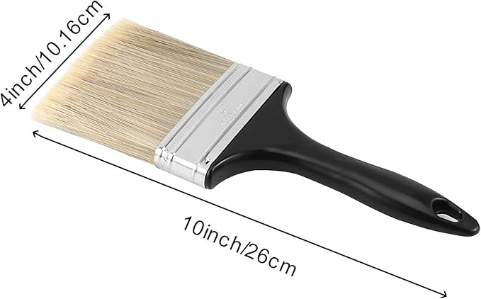 10 Ea 4 Inch Paint Brushes, Home Wall Trim House Paintbrush Bulk with Treated Plastic Handle, Cheap Paint Brushes for Wall Decor