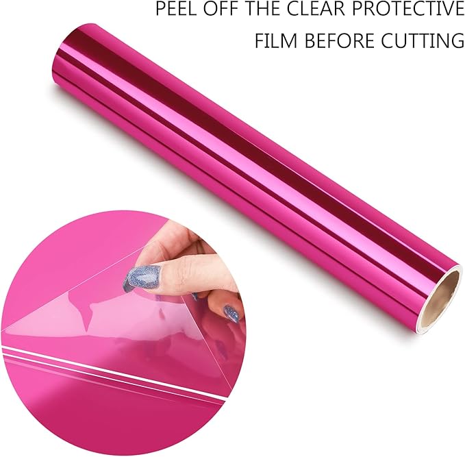 TECKWRAP Chrome Royal Pink Red Metallic Permanent Vinyl Holographic Red Vinyl for Cricut 1ftx5ft