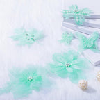 6 Pieces 3D Flower Lace Embroidery Butterflies Appliques Pearl Patches for Repairing and Decorating, Sewing Craft Clothing Jeans Jackets Bags (Green)