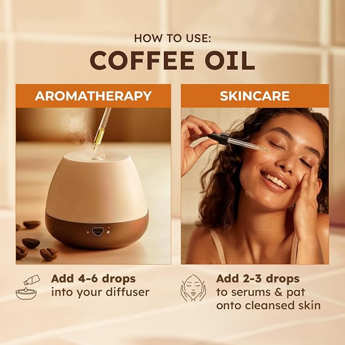 KUKKA Coffee Essential Oils - 1 Fl Oz - for Hair, Skin, Diffuser, Aromatherapy & DIY Soap Making Scent