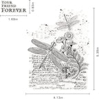 Flowers Dragonfly Background Clear Stamps for Card Making and Journaling, Retro Flowers Words Rubber Stamps Floral Leaves Scenery Stamps for Scrapbooking DIY Cards Album Crafts Supplies