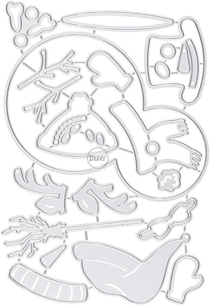 DzIxY Christmas Patchwork Snowman Scarf Deer Antlers Metal Cutting Dies for Card Making Kit Embossing Paper Die Cuts Set Scrapbook Stencils Supplies Machine Templates