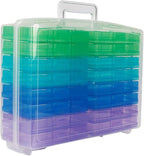 novelinks Transparent 4" x 6" Photo Organizers and Photo Storage Box with Handle, 16 Inner Photo Cases, Portable Picture Organizers & Photo Storage Containers (Cool-Colored)