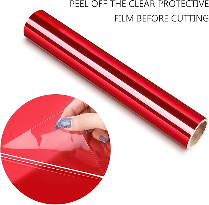 TECKWRAP Chrome Red Vinyl Adhesive Red Chrome Vinyl Permanent Vinyl for Cricut Machine 1ftx5ft
