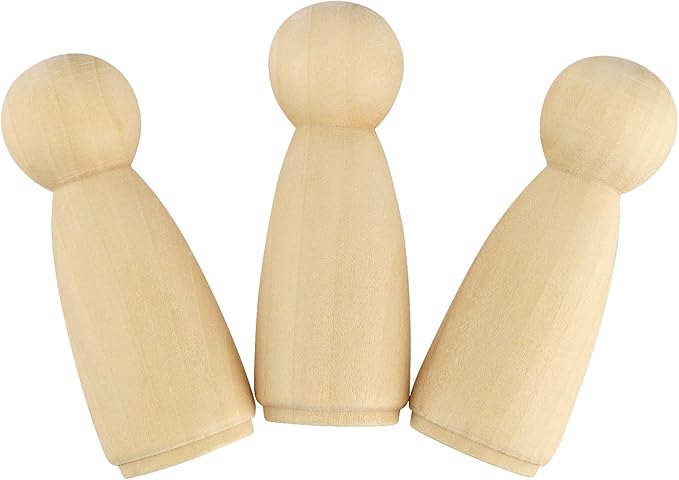 MOUYAT 30 PCS 3.5 Inch Wooden Peg Dolls, Unfinished Angel Girl Wooden Peg People Doll Bodies, Wooden People Figures for Painting, Craft Art Projects