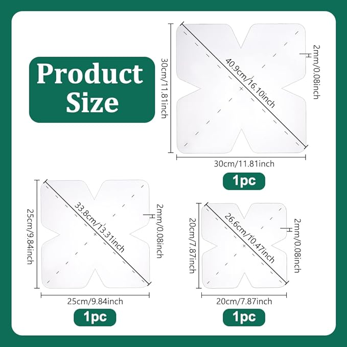 AHANDMAKER 3pcs Bowl Cozy Template Set 8/10/12 Inches Acrylic Sewing Pattern Transparent Quilting Ruler Safe Quilting Templates for DIY Crafts Family Meals Christmas Thanksgiving Home Decor