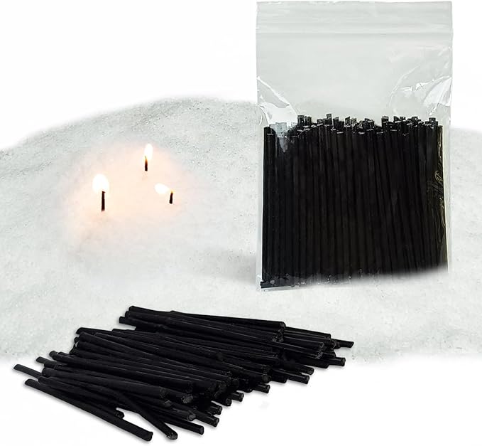 50-Pack Pearled Candle Cotton Wicks for Sand Candles Making - 2 Inch MANNYCOM Metal-Free and Lead-Free Refill Sand Wax Wick for Making DIY (Black)