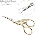BIHRTC Stork Crane Scissors with Leather Cover Stainless Steel Scissors Bird Sewing Scissors Shears DIY Tools Dressmaker Small Scissors for Sewing Crafting Art Work Threading Needlework