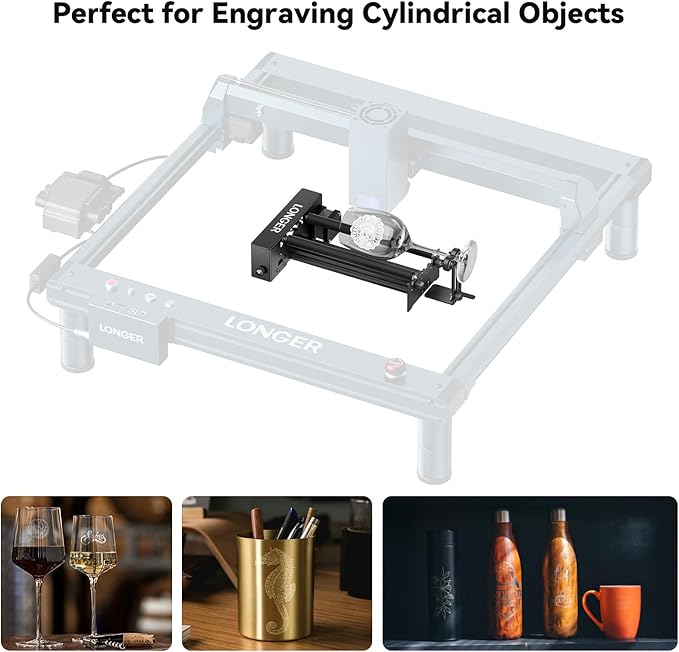 Longer Laser engraver's Rotary Roller Lift Stand Allows for Height Adjustment, Making it More Effectively Compatible with The Rotary Rollers of Most Laser engravers.