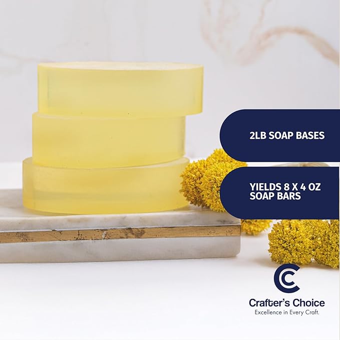 Crafter's Choice Premium Glycerin Melt and Pour Soap Base for Soap Making and DIY Crafting Projects, 2LB Block (Ultra White)