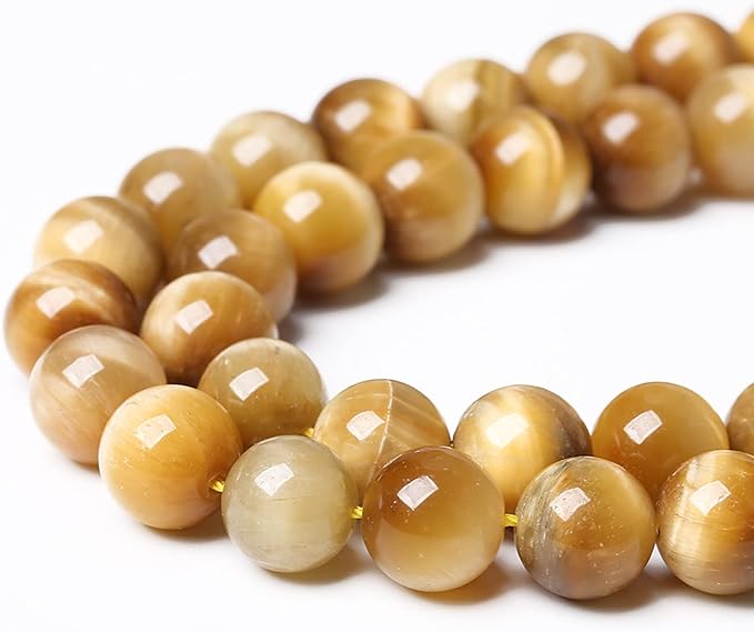 76PCS 10mm AAA Natural Tiger Eye Stone Beads Gemstone Round Spacer Loose Beads for Jewelry Making DIY Bracelet,Necklace, Earrings 2 Strand 32"