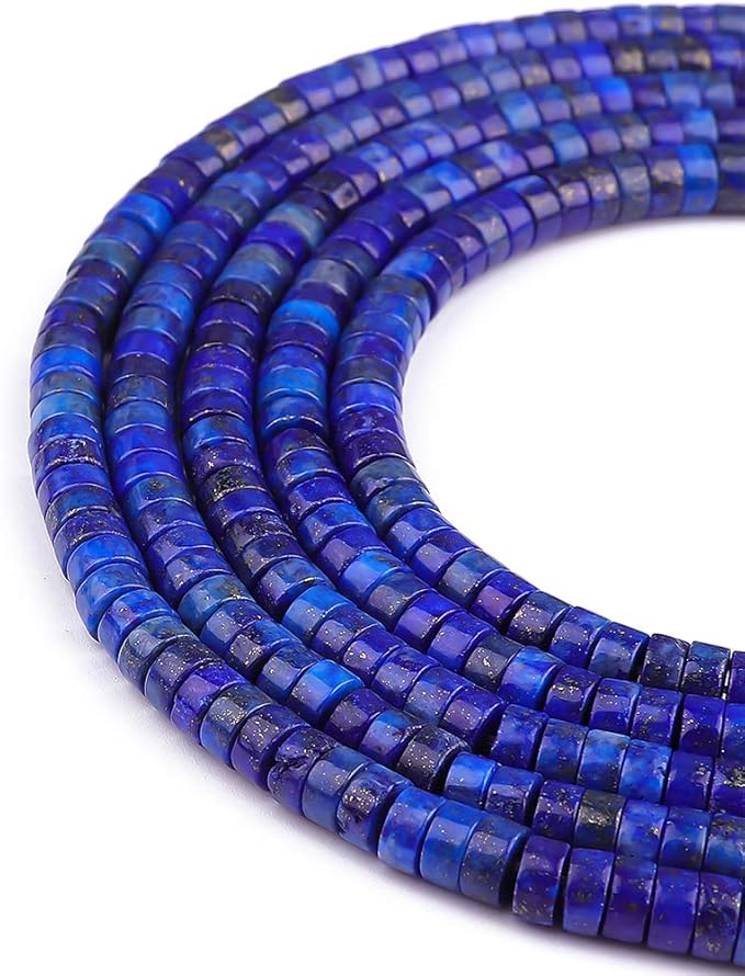 Natural Lapis Lazuli Spacer Beads Caps Loose Semi Gemstone for Beading Jewelry Making 6mmx3mm 38cm
