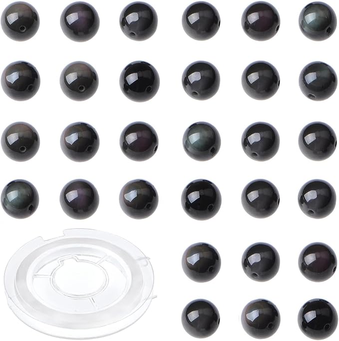 200pcs Black Obsidian 6mm Round Loose Beads for DIY Jewelry Making