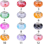 100 Pieces 14mm European Large Hole Spacer Beads Mix Color with Silver Brass Cores Assortments Charm Lampwork Beads Supplies for Necklace Bracelets Jewelry Making (Jelly Bottom Spray)