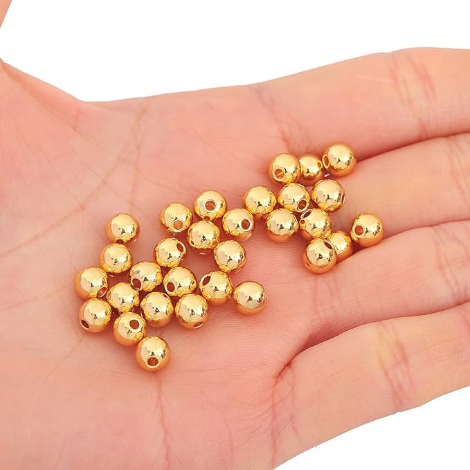 18K Gold Plated Round Spacer Beads 6mm 30pcs for Jewelry Making Findings Non Tarnish