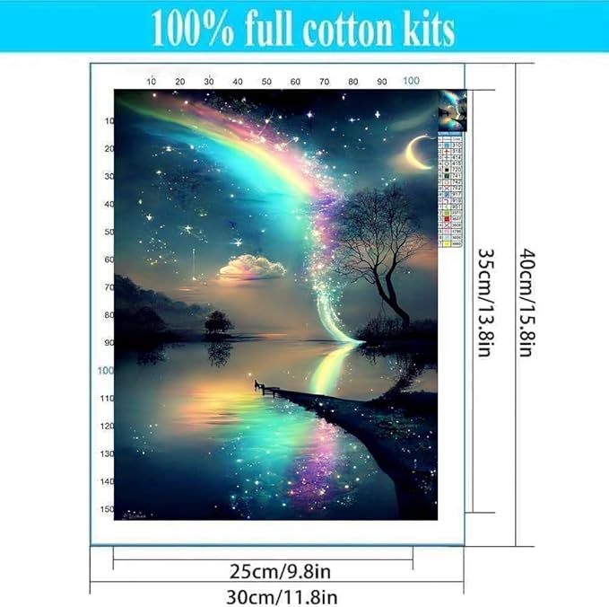 Starry Sky Cross Stitch Kits for Beginners Adults, Landscape Patterns Dimensions Needlepoint Art Crafts,Counted Cross Stitch Kits Embroidery Kits for Beginners Adults for Home Decor 11.8X15.7inch