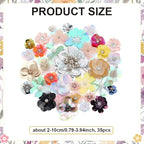 35Pcs Sequin Flower Patches Plastic Mixed Color Sequin Beaded Flower Patches Rhinestone Pearl Mix Applique Sew on Cloth Applique DIY Garment Accessory Cloth Headband Decor